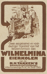 717293 Advertentie van de N.V. Takken's Brandstoffenhandel, Wittevrouwensingel 71-72 te Utrecht, voor Wilhelmina eierkolen.